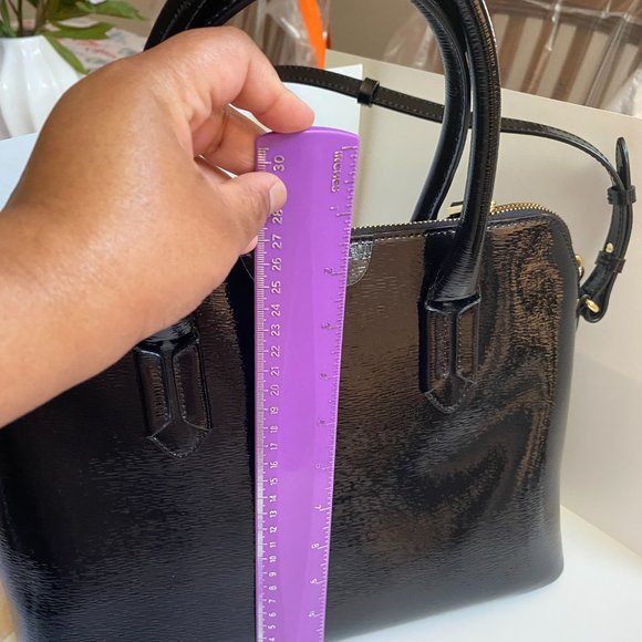 Ralph Lauren Tate Dome Black Leather Satchel - Picture 4 of 8